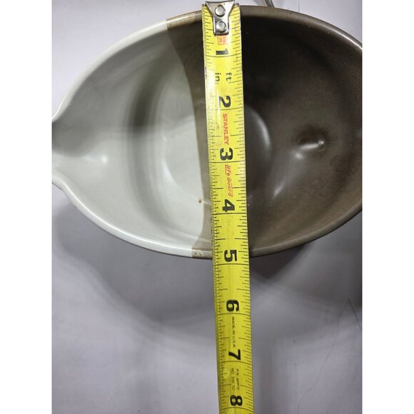 Vtg gravy boat McCoy 7128 Brown Cream stripe Ceramic holiday table serving - Picture 5 of 7